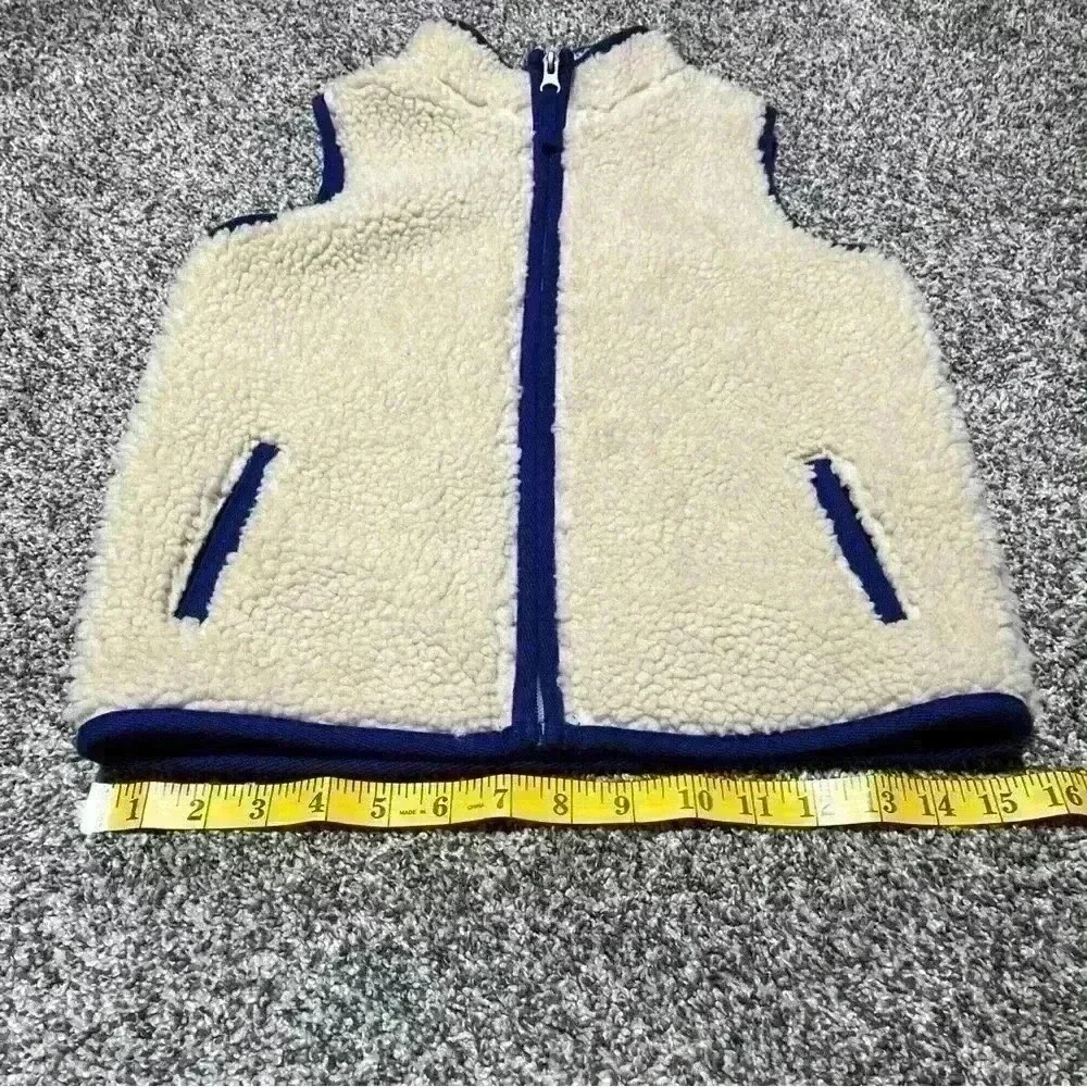 Duluth Trading Childs Sherpa Vest Unisex Sz 6 Off White/cream And Blue